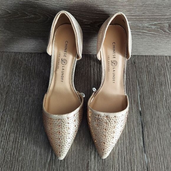Chinese Laundry Elegant Gold Rhinestone Stiletto D'Orsay Heels Size 7.5 - Picture 3 of 8